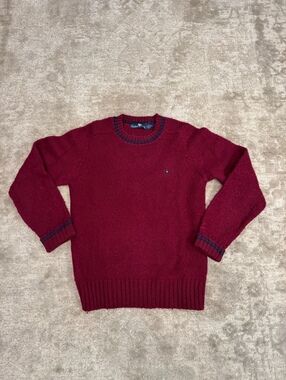 Vintage Hunters Run 100% Shetland Wool Burgundy Equestrian Sweater